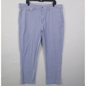 Polo Ralph Lauren Seersucker Pants Mens 38x30 Stretch Straight Fit Chinos Blue